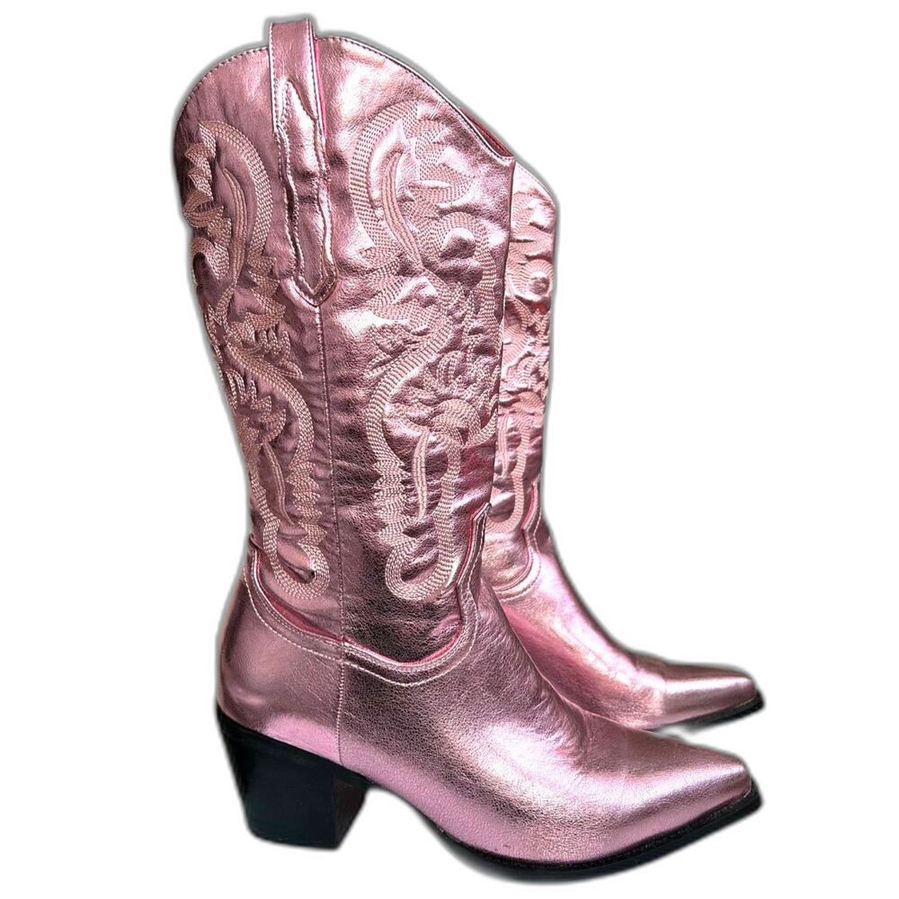 Billini Danilo Metallic Pink Heeled Western Cowboy Boots